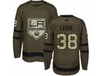 Men Adidas Los Angeles Kings #38 Paul LaDue Green Salute to Service NHL Jersey