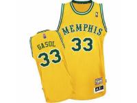 Men Adidas Memphis Grizzlies #33 Marc Gasol Gold ABA Hardwood Classic NBA Jersey