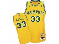 Men Adidas Memphis Grizzlies #33 Marc Gasol Swingman Gold ABA Hardwood Classic NBA Jersey