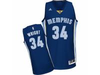 Men Adidas Memphis Grizzlies #34 Brandan Wright Swingman Navy Blue Road NBA Jersey