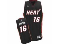 Men Adidas Miami Heat #16 James Johnson Swingman Black Road NBA Jersey