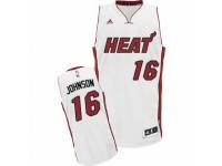 Men Adidas Miami Heat #16 James Johnson Swingman White Home NBA Jersey
