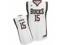 Men Adidas Milwaukee Bucks #15 Greg Monroe Swingman White Home NBA Jersey