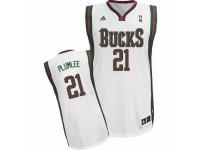 Men Adidas Milwaukee Bucks #21 Miles Plumlee Swingman White Home NBA Jersey