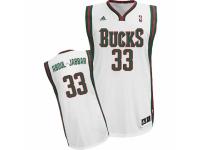 Men Adidas Milwaukee Bucks #33 Kareem Abdul-Jabbar Swingman White Home NBA Jersey