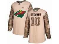 Men Adidas Minnesota Wild #10 Chris Stewart Camo Veterans Day Practice NHL Jersey