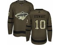 Men Adidas Minnesota Wild #10 Chris Stewart Green Salute to Service NHL Jersey
