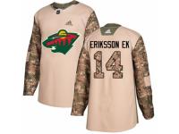 Men Adidas Minnesota Wild #14 Joel Eriksson Ek Camo Veterans Day Practice NHL Jersey