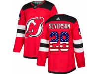 Men Adidas New Jersey Devils #28 Damon Severson Red USA Flag Fashion NHL Jersey