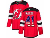 Men Adidas New Jersey Devils #41 Michael McLeod Red USA Flag Fashion NHL Jersey
