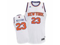 Men Adidas New York Knicks #23 Derrick Williams Swingman White Home NBA Jersey