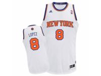 Men Adidas New York Knicks #8 Robin Lopez Swingman White Home NBA Jersey