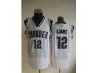 Men Adidas Oklahoma City Thunder #12 Steven Adams Swingman White on White NBA Jersey
