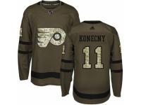 Men Adidas Philadelphia Flyers #11 Travis Konecny Green Salute to Service NHL Jersey