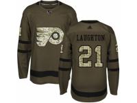 Men Adidas Philadelphia Flyers #21 Scott Laughton Green Salute to Service NHL Jersey