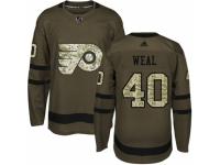 Men Adidas Philadelphia Flyers #40 Jordan Weal Green Salute to Service NHL Jersey