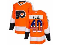 Men Adidas Philadelphia Flyers #40 Jordan Weal Orange USA Flag Fashion NHL Jersey