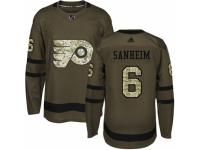 Men Adidas Philadelphia Flyers #6 Travis Sanheim Green Salute to Service NHL Jersey
