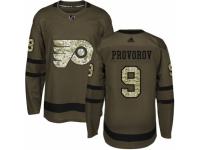 Men Adidas Philadelphia Flyers #9 Ivan Provorov Green Salute to Service NHL Jersey