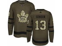 Men Adidas Toronto Maple Leafs #13 Mats Sundin Green Salute to Service NHL Jersey