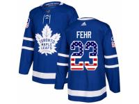 Men Adidas Toronto Maple Leafs #23 Eric Fehr Royal Blue USA Flag Fashion NHL Jersey