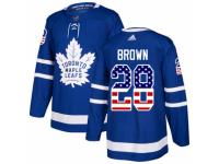 Men Adidas Toronto Maple Leafs #28 Connor Brown Royal Blue USA Flag Fashion NHL Jersey