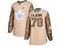 Men Adidas Toronto Maple Leafs #78 Timothy Liljegre Camo Veterans Day Practice NHL Jersey
