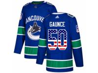Men Adidas Vancouver Canucks #50 Brendan Gaunce Blue USA Flag Fashion NHL Jersey