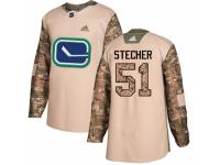 Men Adidas Vancouver Canucks #51 Troy Stecher Camo Veterans Day Practice NHL Jersey