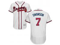 Men Atlanta Braves Dansby Swanson #7 White Home Flex Base Jersey