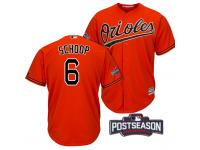 Men Baltimore Orioles Jonathan Schoop #6 Orange 2016 Postseason Patch Cool Base Jersey
