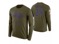 Men Baltimore Ravens #29 Marlon Humphrey 2018 Salute to Service Long Sleeve Olive T-Shirt