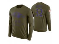 Men Baltimore Ravens #32 Eric Weddle 2018 Salute to Service Long Sleeve Olive T-Shirt