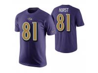 Men Baltimore Ravens #81 Hayden Hurst Purple Color Rush Player T-Shirt