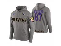 Men Baltimore Ravens #87 Maxx Williams Gray Circuit Wordmark Pullover Hoodie
