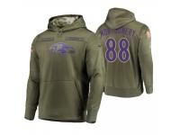 Men Baltimore Ravens #88 Ty Montgomery Olive 2018 Salute to Service Pullover Hoodie