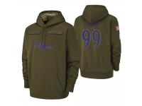Men Baltimore Ravens #99 Matt Judon Olive 2018 Salute to Service Pullover Hoodie