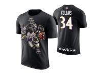 Men Baltimore Ravens Alex Collins #34 Black Cartoon And Comic Artistic Painting T-Shirt