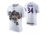 Men Baltimore Ravens Alex Collins #34 White Cartoon And Comic Artistic Painting T-Shirt