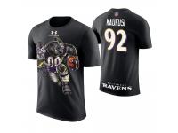 Men Baltimore Ravens Bronson Kaufusi #92 Black Cartoon And Comic Artistic Painting T-Shirt