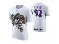 Men Baltimore Ravens Bronson Kaufusi #92 White Cartoon And Comic Artistic Painting T-Shirt