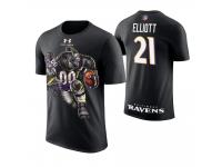 Men Baltimore Ravens DeShon Elliott #21 Black Cartoon And Comic Artistic Painting T-Shirt