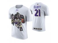 Men Baltimore Ravens DeShon Elliott #21 White Cartoon And Comic Artistic Painting T-Shirt