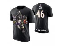 Men Baltimore Ravens Morgan Cox #46 Black Cartoon And Comic Artistic Painting T-Shirt