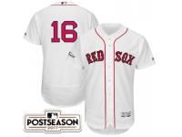 Men Boston Red Sox Andrew Benintendi #16 White 2017 Postseason Patch Flex Base Jersey