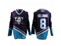 Men CCM Anaheim Ducks #8 Teemu Selanne Premier Purple-Turquoise Throwback NHL Jersey