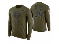 Men Chicago Bears #34 Walter Payton Olive 100th Anniversary Salute to Service Long Sleeve T-Shirt