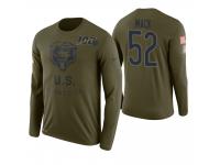 Men Chicago Bears #52 Khalil Mack Olive 100th Anniversary Salute to Service Long Sleeve T-Shirt