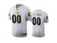 Men Custom Packers White 100th Season Golden Edition Jersey