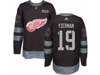 Men Detroit Red Wings #19 Steve Yzerman Black 1917-2017 100th Anniversary Stitched NHL Jersey